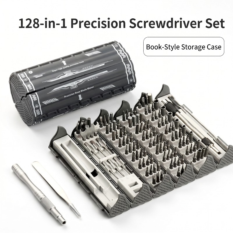 Electronics Repair Book - 128-in-1 Schraubendreher-Set Präzisions-Reparaturkit im Buchformat Tragbares